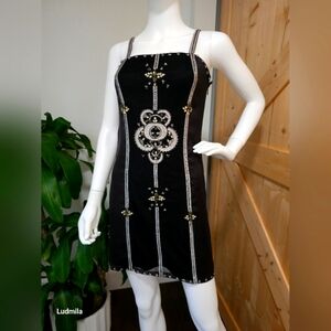 WHBM Women's Holiday Party Embellished Sparkly Black Dress. Sz‎ 00